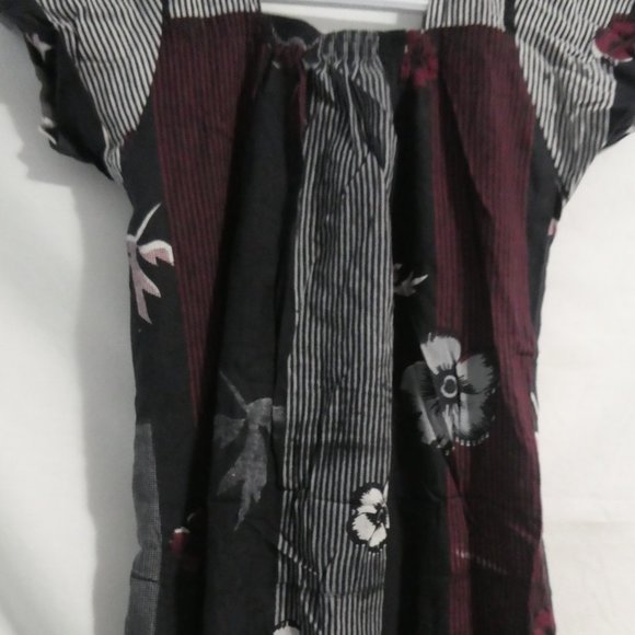 Handmade Patchwork Floral and Stripe Short Sleeve Square Neck Dress | BNWOT - Picture 12 of 14